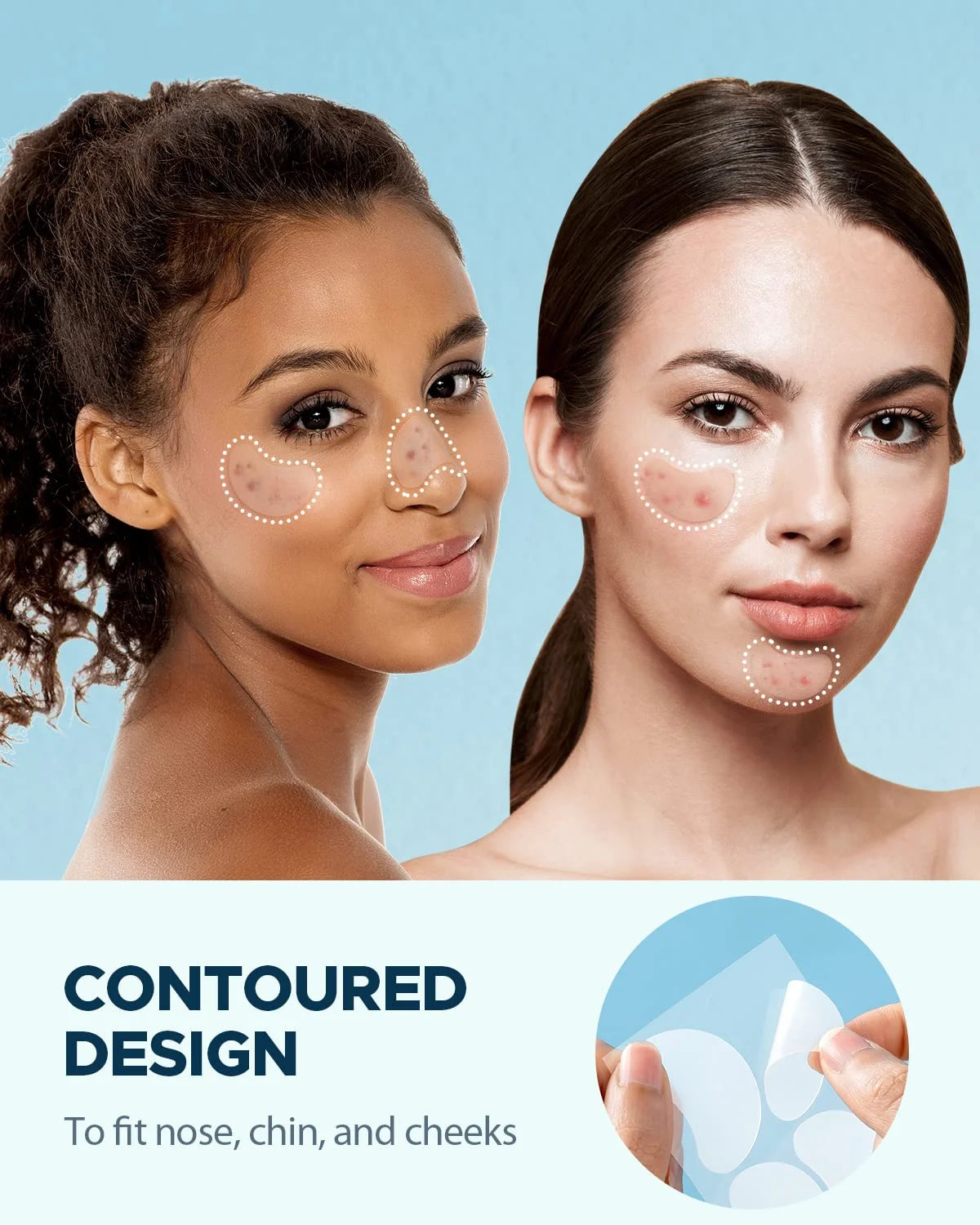 Pimple Patches Set, Hydrocolloid Patches for Covering Zits and Blemishes, Pimples Nose Stick Oval Chin Stick, Spot Stickers for Face and Skin